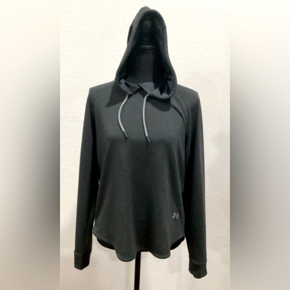 Under Armor Hooded Lightweight Hoodie With Cutout On Back in Dark Gray